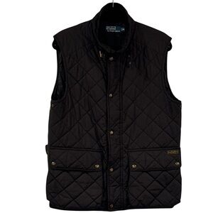 Polo RL & Co Quilted Riding Vest Black Snap Front Buckle Collar Size M